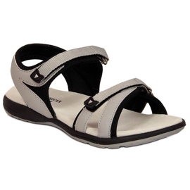 Sandali sportivi grigi con velcro W American Club nero