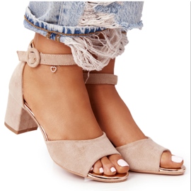 Sandali tacco alto in pelle scamosciata Vinceza 21-20100 Beige