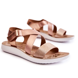 S.Barski Sandali Per Bambini Con Velcro Oro Rosa Alise d'oro d'oro