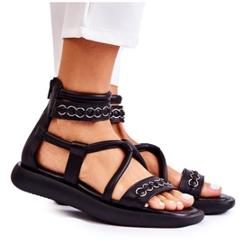 Sandali In Pelle Sulla Piattaforma Maciejka 05559-01 Nero