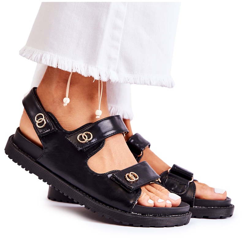 S.Barski Sandali da donna in pelle con decorazione Halis nera nero