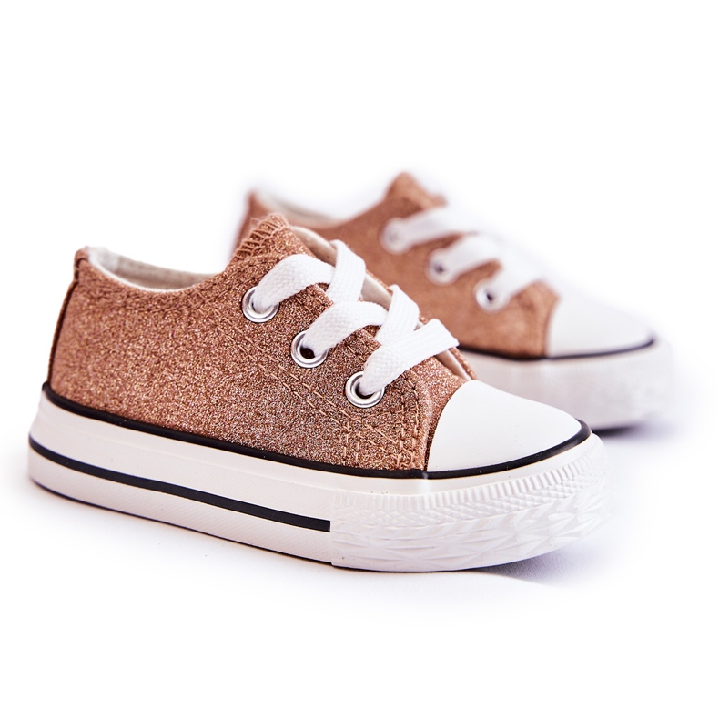 Sneakers per bambini allacciate oro rosa Wella d'oro d'oro
