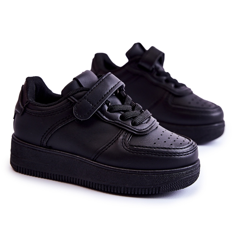 Scarpe sportive per bambini Elike nere con velcro nero