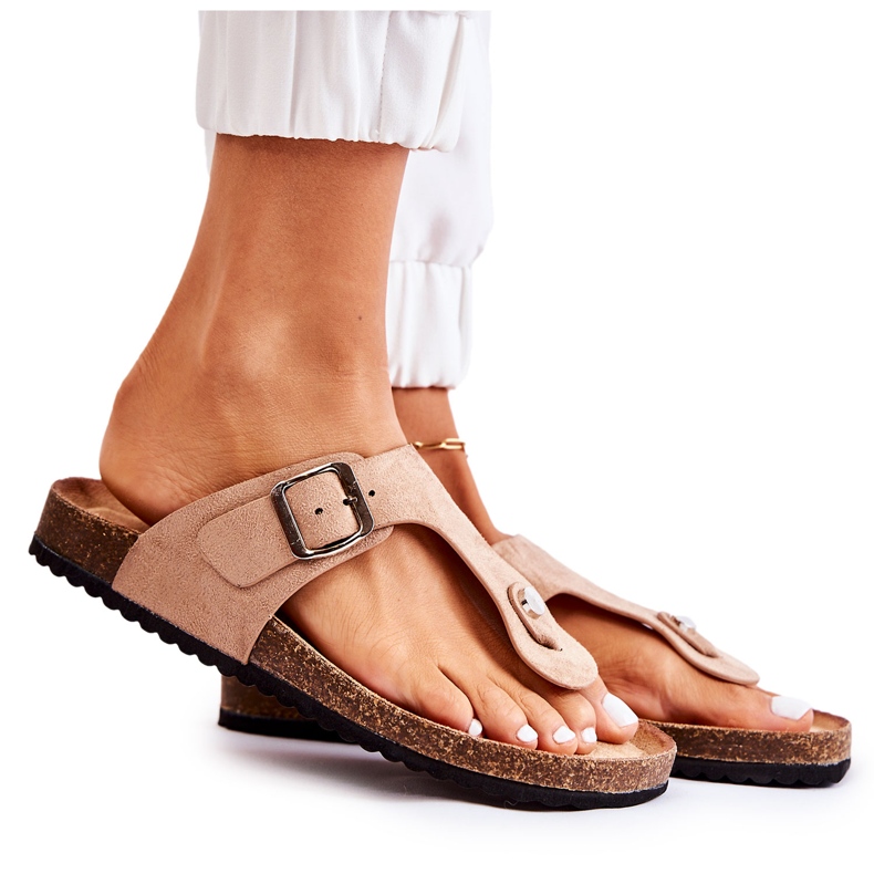 FB1 Ciabatte Da Donna Con Fibbia Elina Beige