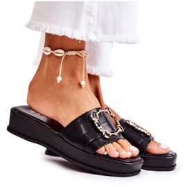 S.Barski Pantofole da donna in pelle nera alla moda Adaline nero