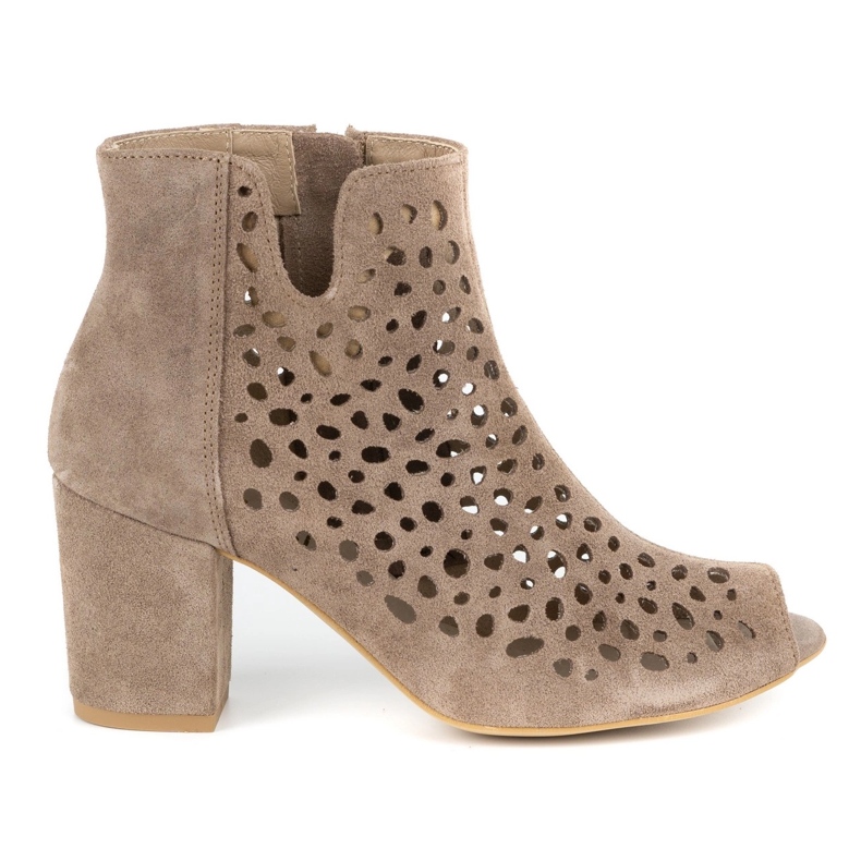 Exquisite Stivali da donna in pelle traforata 1184 cappuccino beige