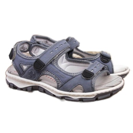 Sandali in pelle con velcro Rieker W RKR458 blu
