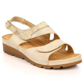Sandali con velcro sulla zeppa Vinceza W JAN125 beige