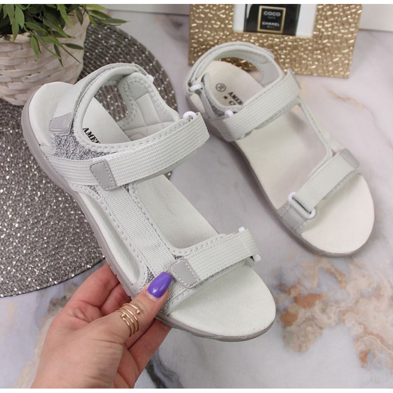 Sandali con velcro grigio American Club W AM896B