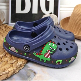 Ciabattine blu navy American Club Jr.AM900B con dinosauro