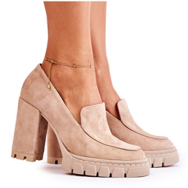 Lewski Shoes Pompe Alla Moda Sulla Piattaforma Scarpe Lewski 3196 Beige