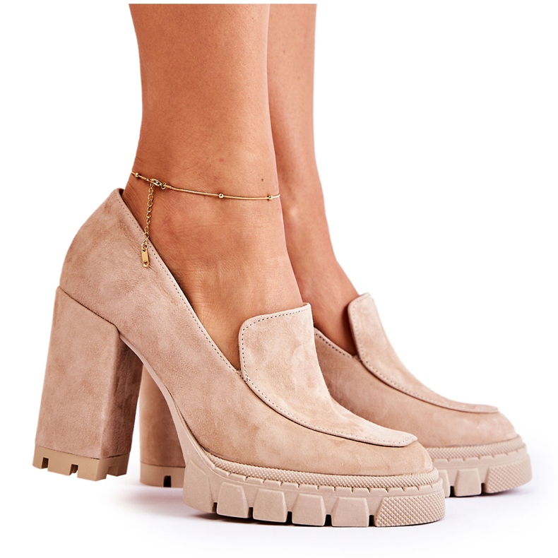 Lewski Shoes Pompe Alla Moda Sulla Piattaforma Scarpe Lewski 3196 Beige