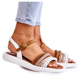 Sandali da donna in pelle alla moda Maciejka 05561-11 bianco multicolore