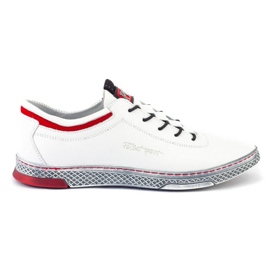 Polbut Scarpe casual da uomo in pelle K23 bianche con rosso bianca