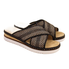 Ciabatte con zeppa Rieker W R459 nere nero