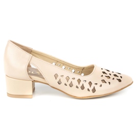 Olivier Décolleté da donna in pelle con tacco 2272 beige
