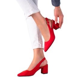 SHELOVET Décolleté rosse con tacco aperto rosso