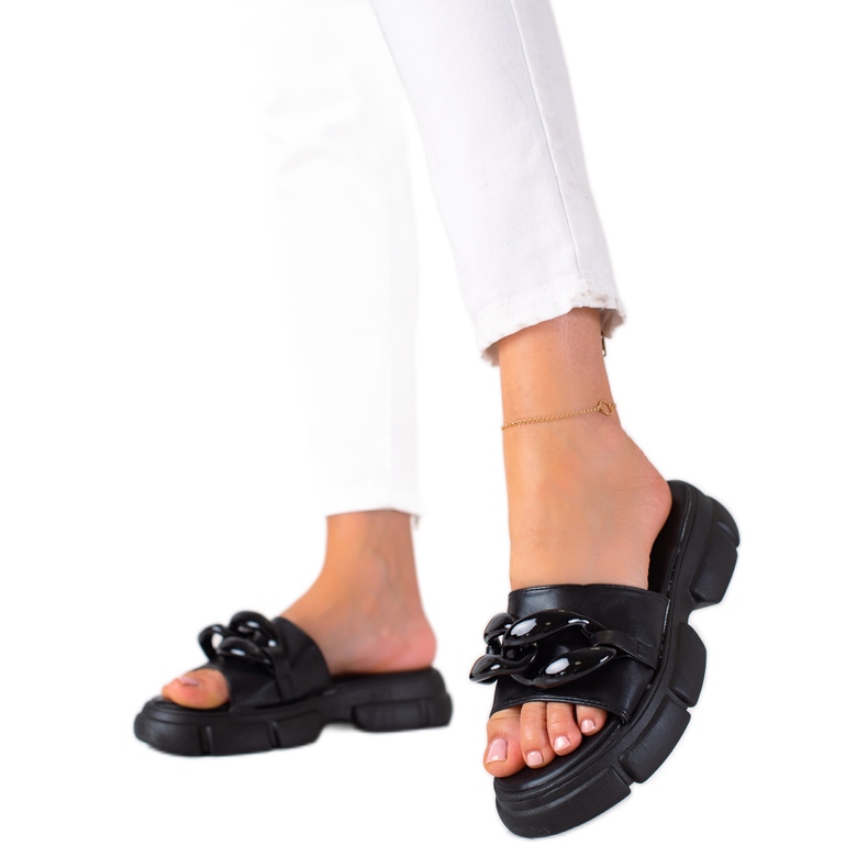SHELOVET Pantofole Da Donna Sulla Piattaforma nero