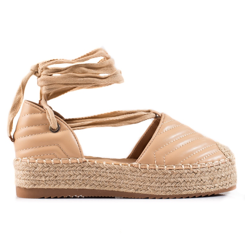 SHELOVET Espadrillas allacciate sulla piattaforma beige