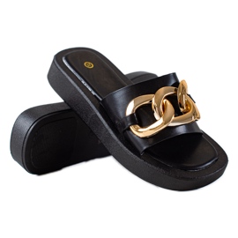 SHELOVET Pantofole Alla Moda Con Una Catena nero