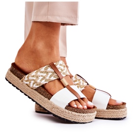 FB1 Ciabatte Da Donna Con Eco Pelle Simon's Bianche beige