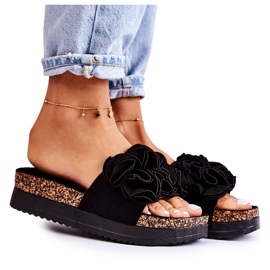 PS1 Pantofole in pelle scamosciata da donna con ornamento Nemis nero
