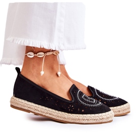 S.Barski Espadrillas da donna slip-on nere traforate Meredith nero