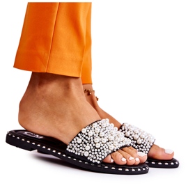 PG2 Ciabatte Da Donna Con Perle Nere Vamero nero