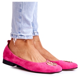 Ballerine da donna in camoscio con decoro Nicole 2746 fucsia rosa