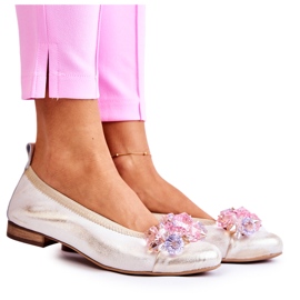 Ballerine da Donna in Pelle Con Cristalli Nicole 2749 bianco