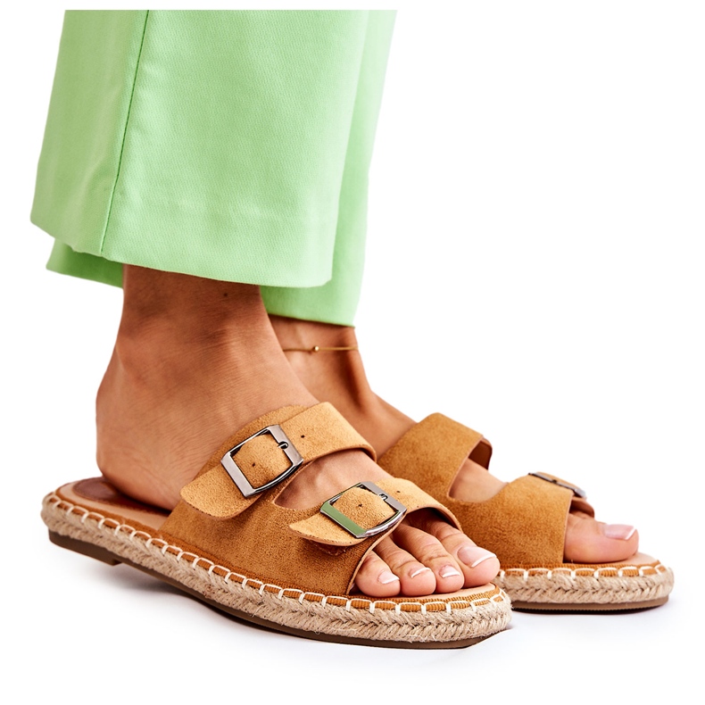PG1 Ciabatte da donna classiche in camoscio Camel Casilda marrone