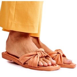 Pantofole da donna alla moda in pelle scamosciata arancioni arancia