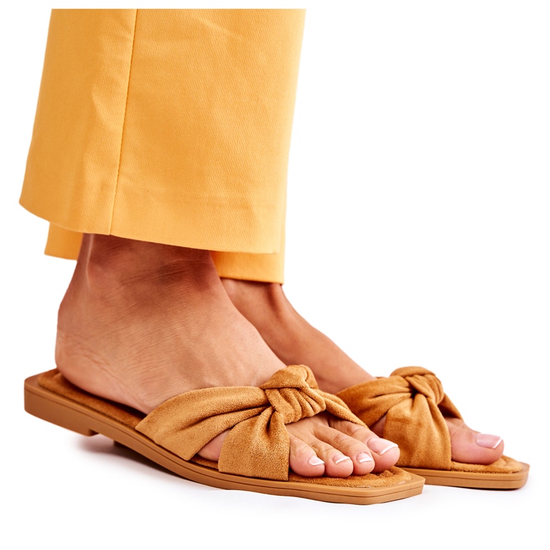 PG1 Pantofole in pelle scamosciata alla moda da donna Camel Lorrie marrone giallo