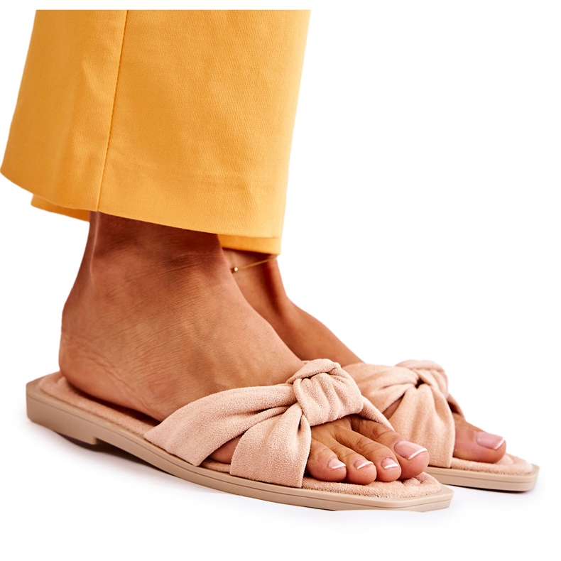 PG1 Pantofole da donna alla moda in pelle scamosciata color carne beige rosa