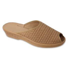 Ciabatte da donna Befado pu 581D200, beige, fantasia spina di pesce