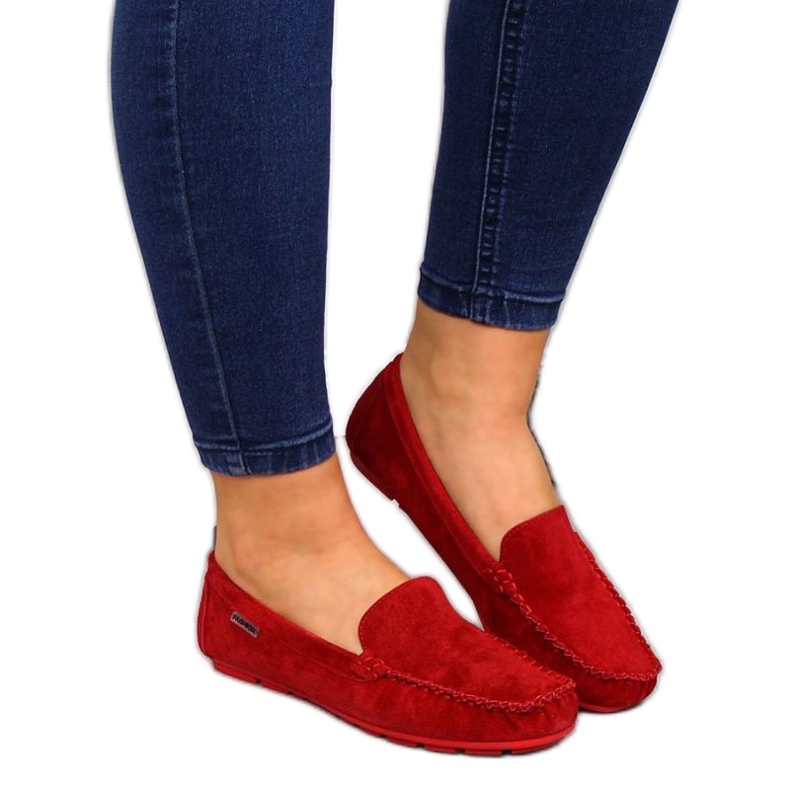 Mocassini In Pelle Rossa In Vinceza rosso