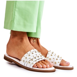 S.Barski Ciabatte da donna in pelle con decoro bianco Brien