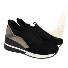 Sneakers con zeppa da donna nere e argento Vinceza nero