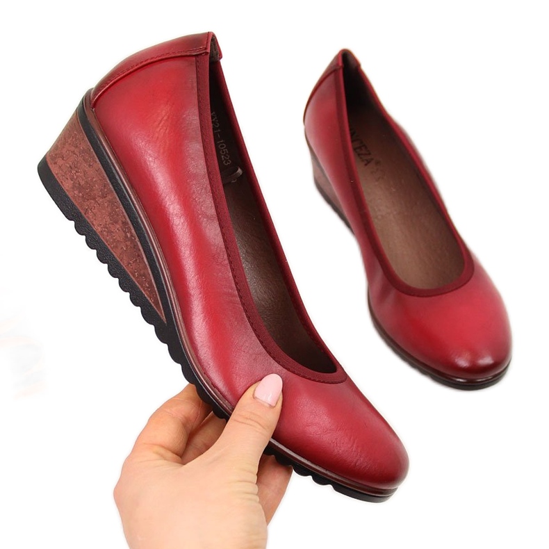 Décolleté con zeppa Vinceza rosse rosso