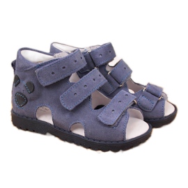 Sandali in pelle per bambino con orsetto Kornecki blu