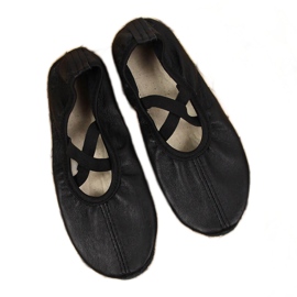 Ballerine da donna in pelle con elastici neri Nazo nero