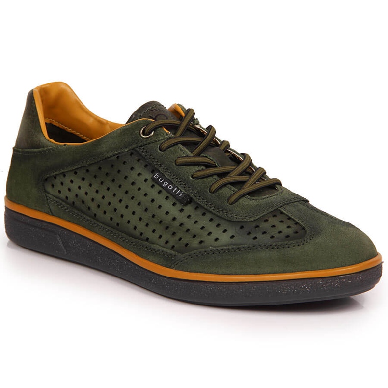 Scarpe da uomo in pelle traforate verdi Bugatti JJ153022 verde