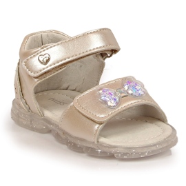 Sandali da bambina con velcro argento beige