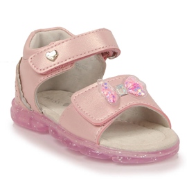 Sandali da bambina con velcro e fiocco rosa