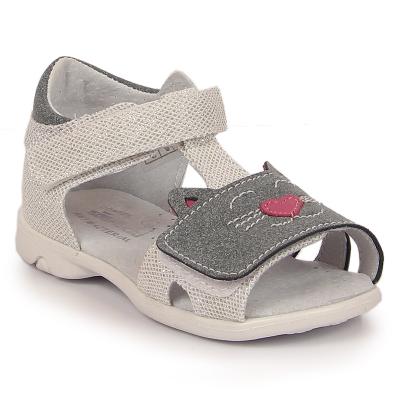 Sandali da bambina con gattini in velcro Kornecki 6859 d'argento grigio