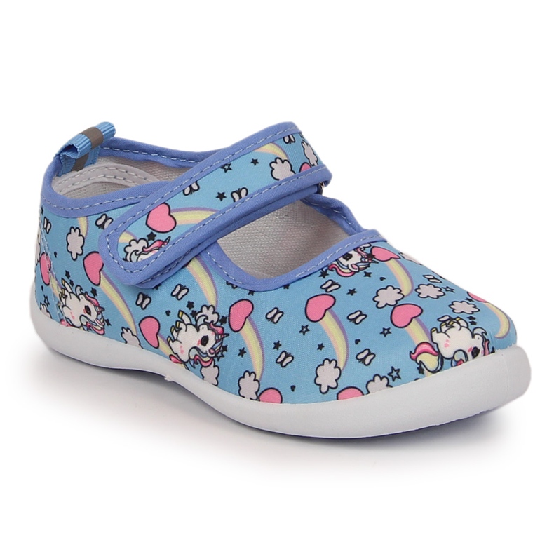 Sneakers da bambina con velcro Atletico unicorno blu