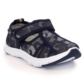 Sneakers da bambino con velcro traforato Atletico camo blu navy blu