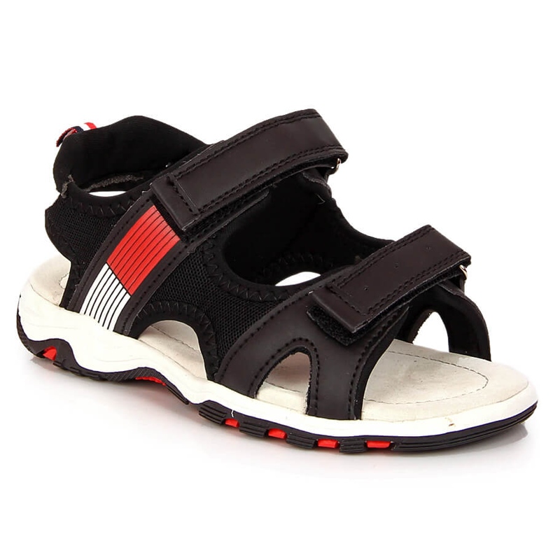 Sandali neri da ragazzo American Club con velcro nero