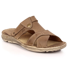 Ciabatte EKO da uomo in pelle marrone beige