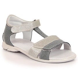 Sandali da bambina con velcro argento Kornecki 6323 grigio